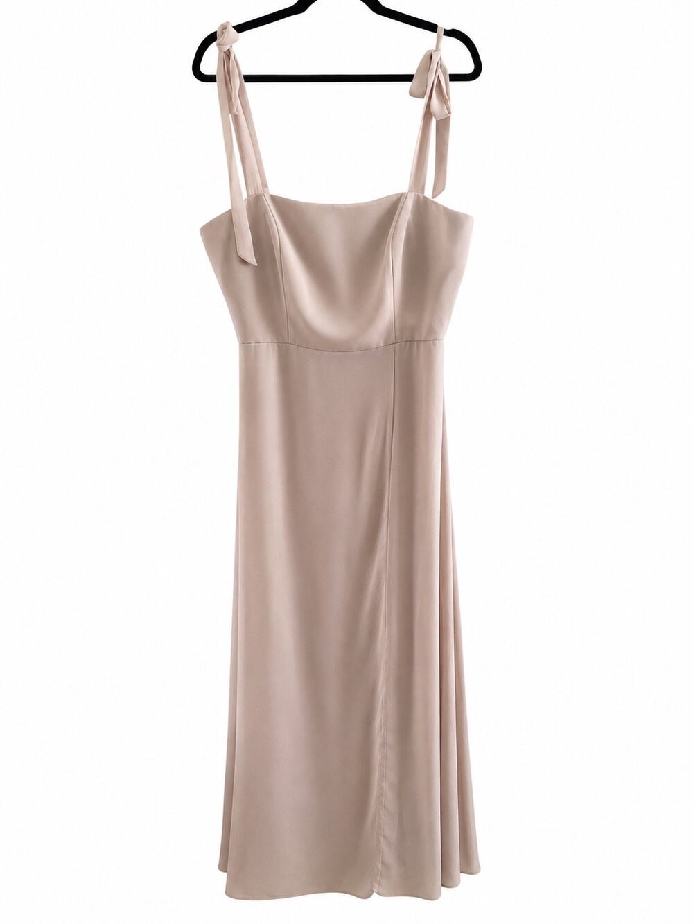 Dessy Collection Blush Pink Tie-Shoulder Maxi Bridesmaid Dress Size XL